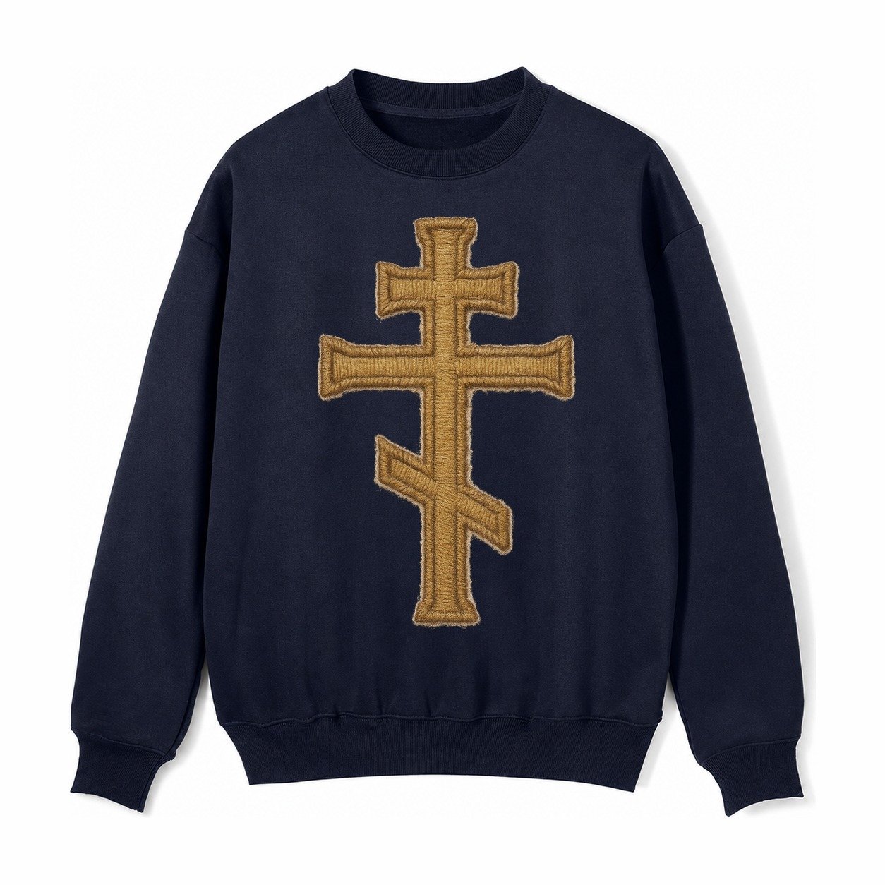 Orthodox Cross Fleece Sweatshirt – Navy Blue