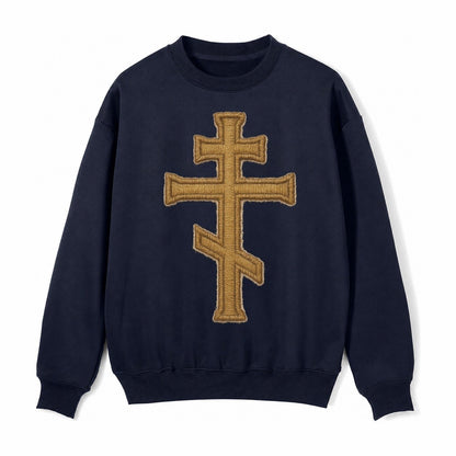 Orthodox Cross Fleece Sweatshirt – Navy Blue