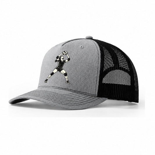 Volleyball High Set Global Sports Ink Figures Trucker Hat – Sport Grey Black
