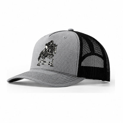 Equestrian Show Jump Global Sports Ink Figures Trucker Hat – Sport Grey Black