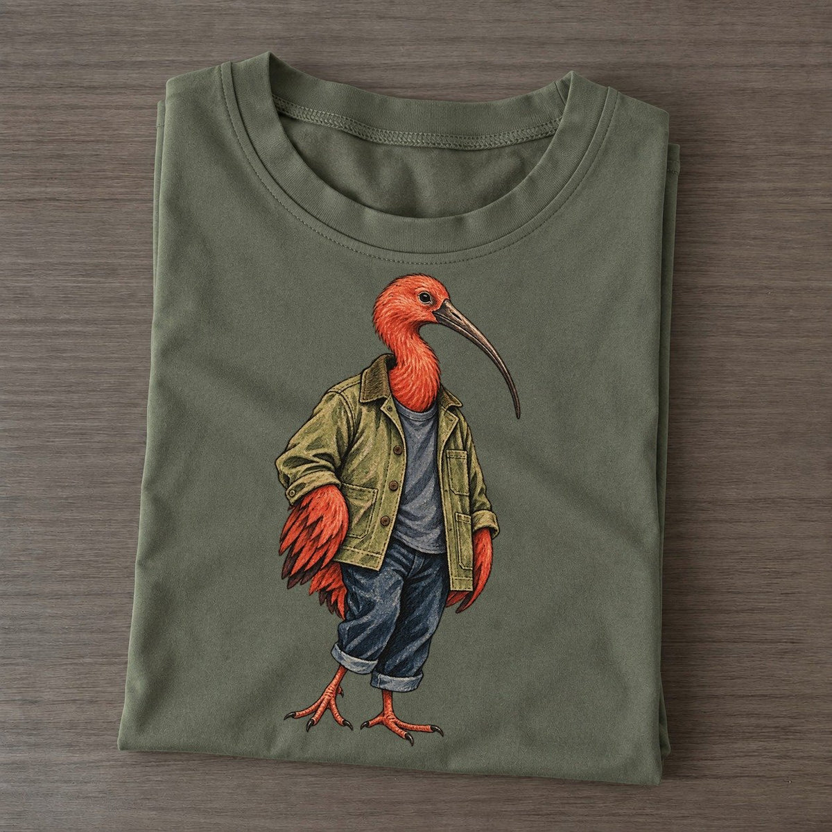 Scarlet Ibis Wardrobe Portrait Wild Wardrobe Portraits Classic T-shirt – Army Green