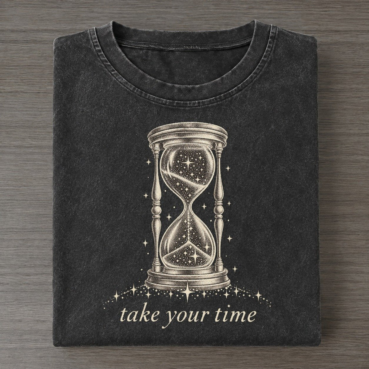 Hourglass Midnight Linework Vintage T-shirt – Black