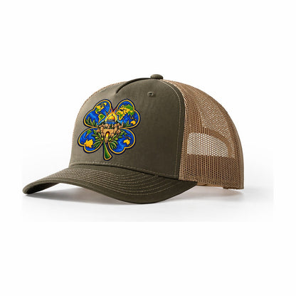Clover Leaf World Map Jerusalem Trucker Hat – Olive Khaki