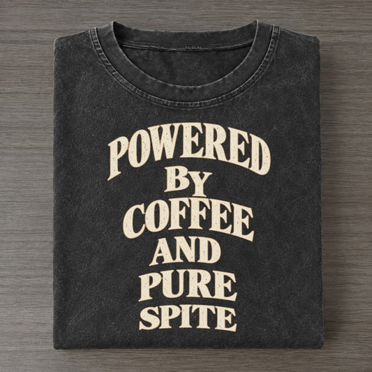 Powered By Coffee And Pure Spite Quiet Statements Vintage T-shirt – Black
