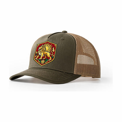 Iran Minimal Emblem Country Logos Trucker Hat – Olive Khaki