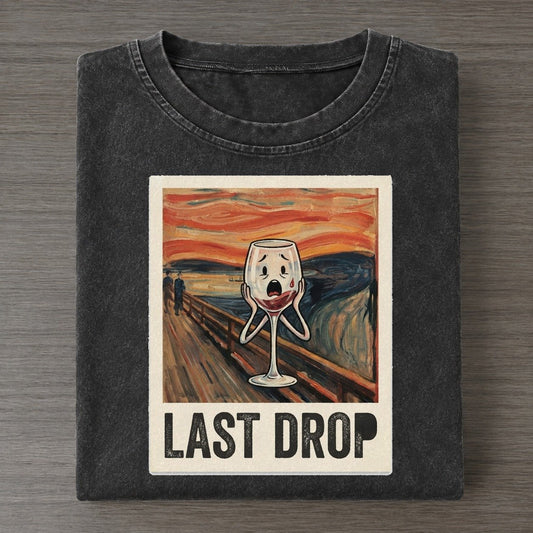 Wine Glass Scream Last Drop Scream Vintage T-shirt – Black