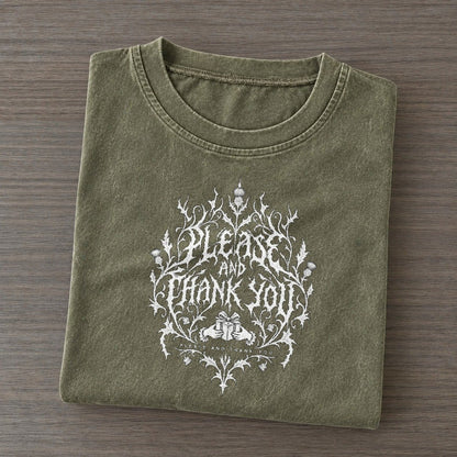 Please And Thank You Unreadable Feelings Vintage T-shirt – Army Green
