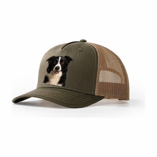 Border Collie Intelligent Companion Trucker Hat – Olive Khaki