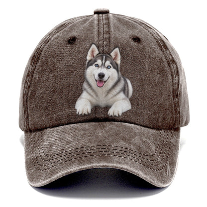 Siberian Husky Lying Down Top Breeds Classic Cap – Brown