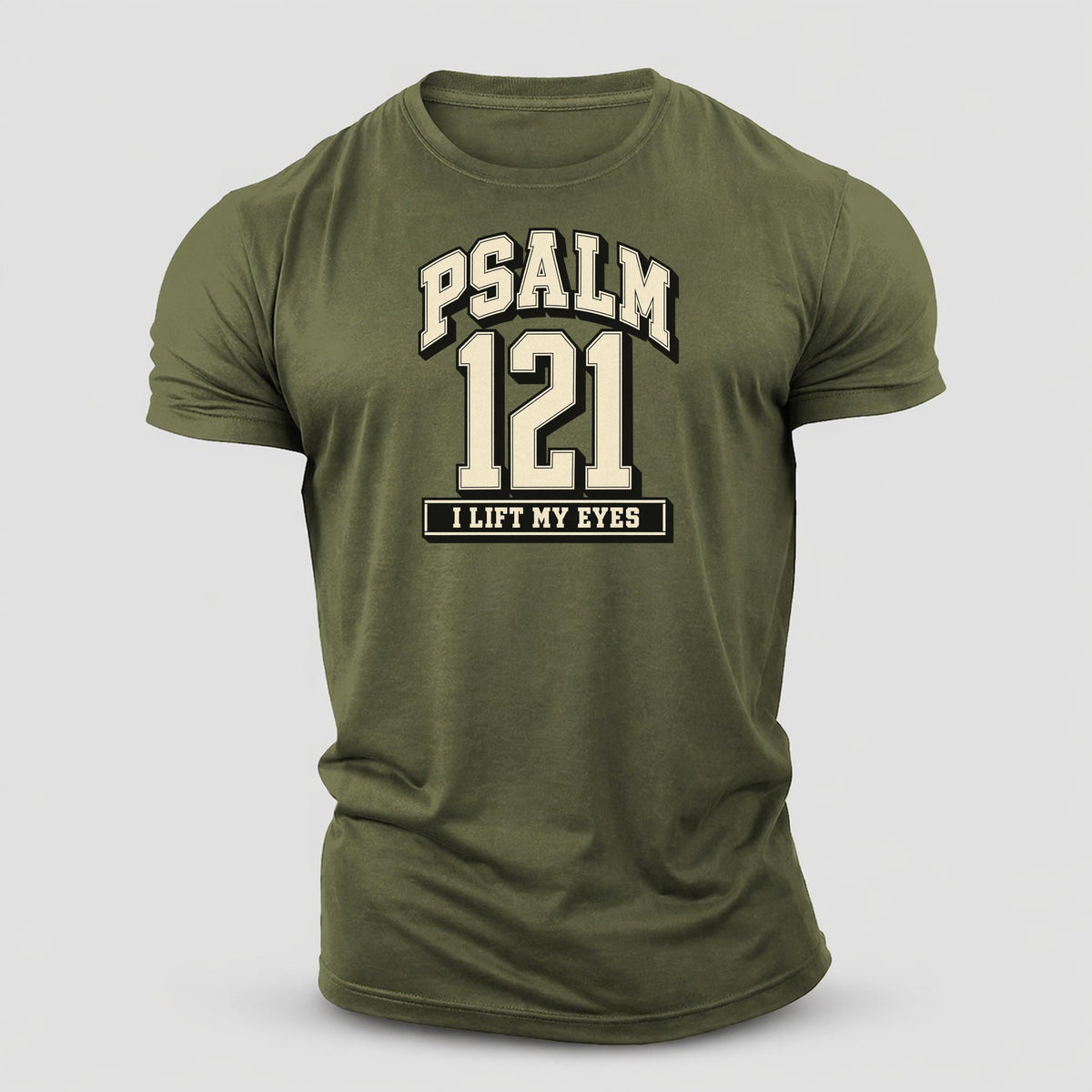 Psalm 121 Varsity Chapel Varsity Cotton T-Shirt – Army Green