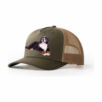 Bernese Mountain Dog Trucker Hat – Olive-Khaki
