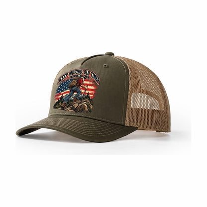 Keep Moving Old Timer Old Man Strong Trucker Hat – Olive Khaki