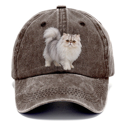 Persian Standing Three Quarter Realistic Cat Portrait Classic Cap – Brown