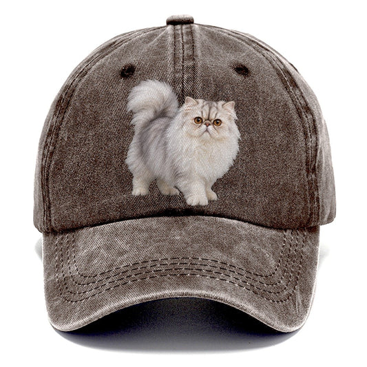 Persian Standing Three Quarter Realistic Cat Portrait Classic Cap – Brown