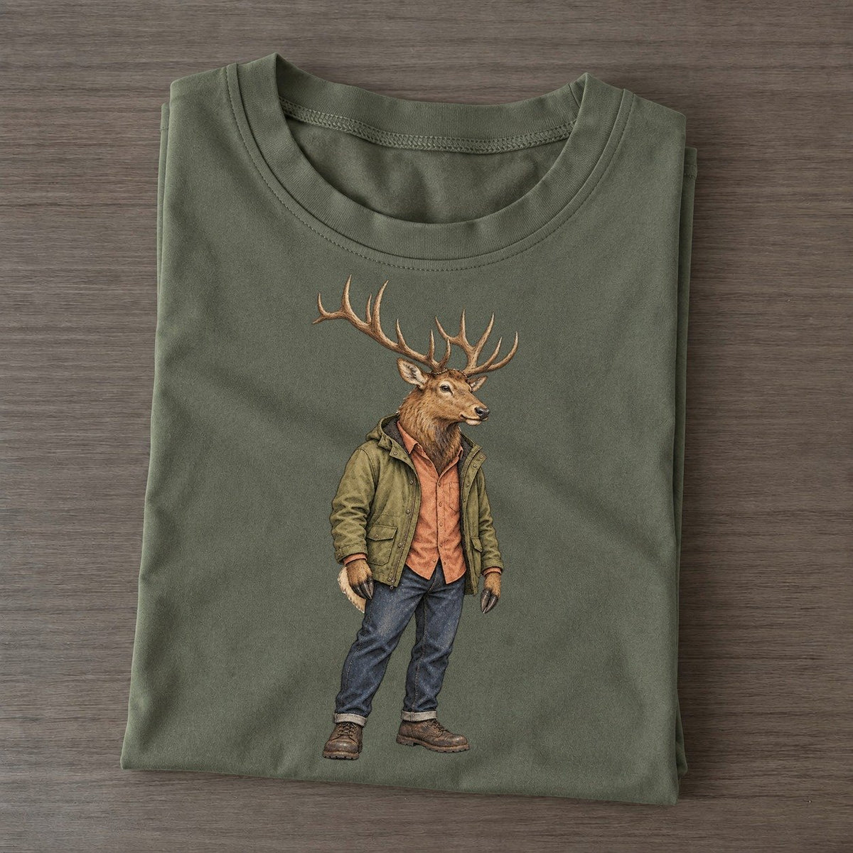 Elk Wardrobe Portrait Wild Wardrobe Portraits Classic T-shirt – Army Green