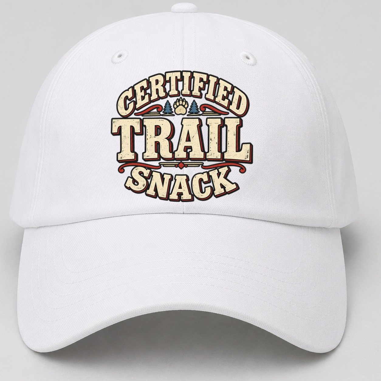 Certified Trail Snack American Wit Baseball Cap – White