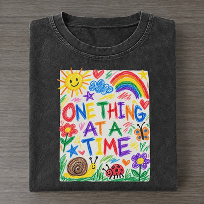 One Thing At A Time Crayon Hour Vintage T-shirt – Black