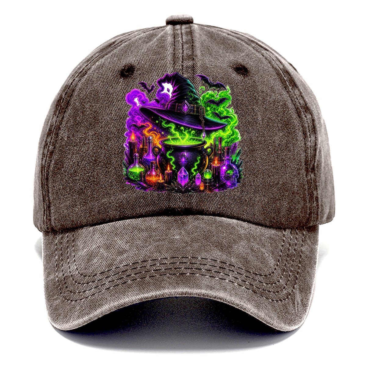 Neon Witch Cauldron Crystal Classic Cap – Brown