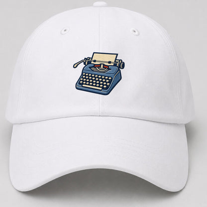 Manual Typewriter Tiny Solo Marks Baseball Cap – White