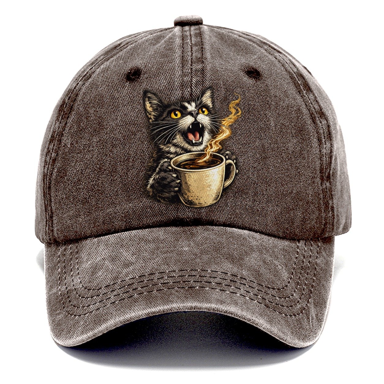 Premium Caffeinated Black Cat Classic Cap – Brown