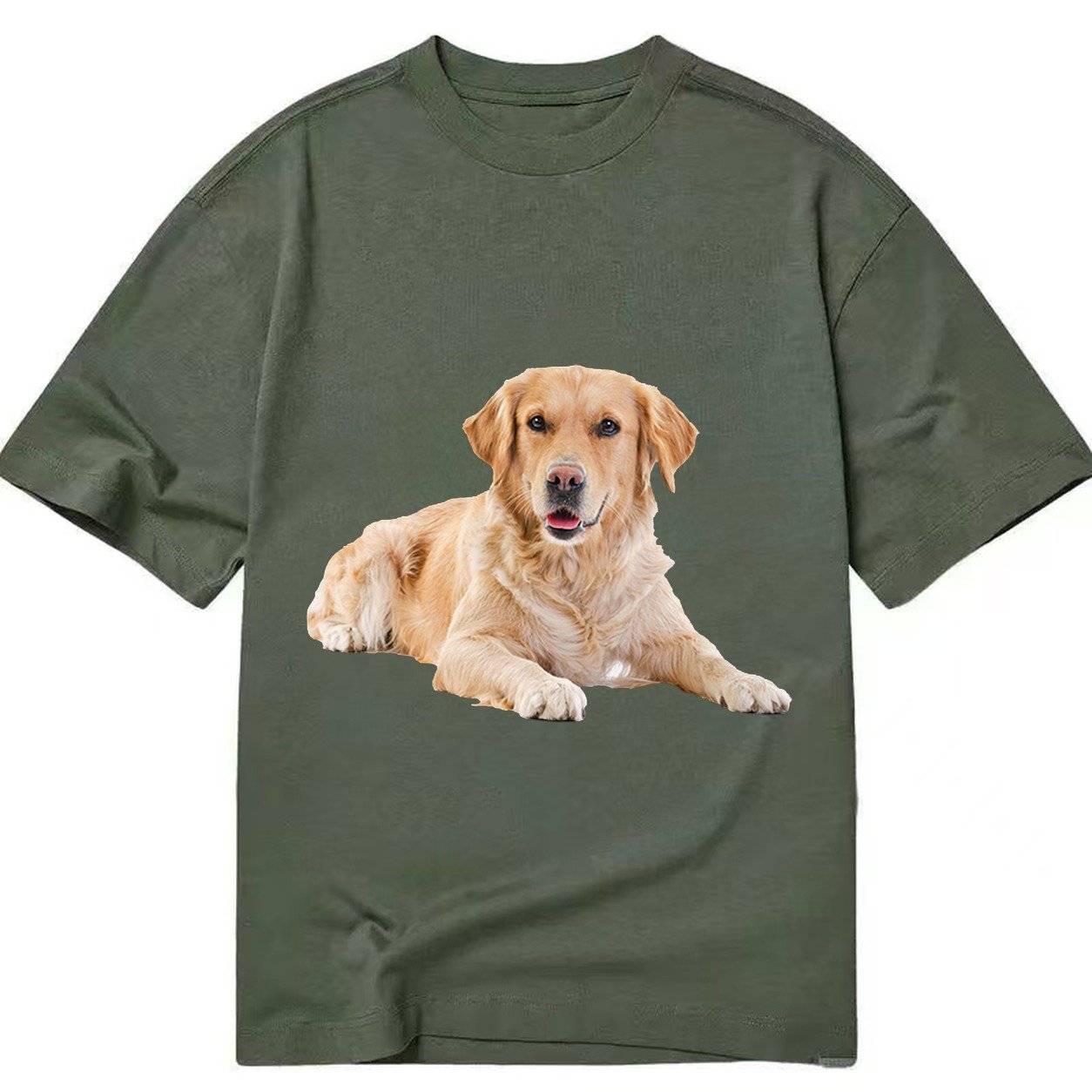 Golden Retriever Laying Dow Classic T-shirt – Army Green