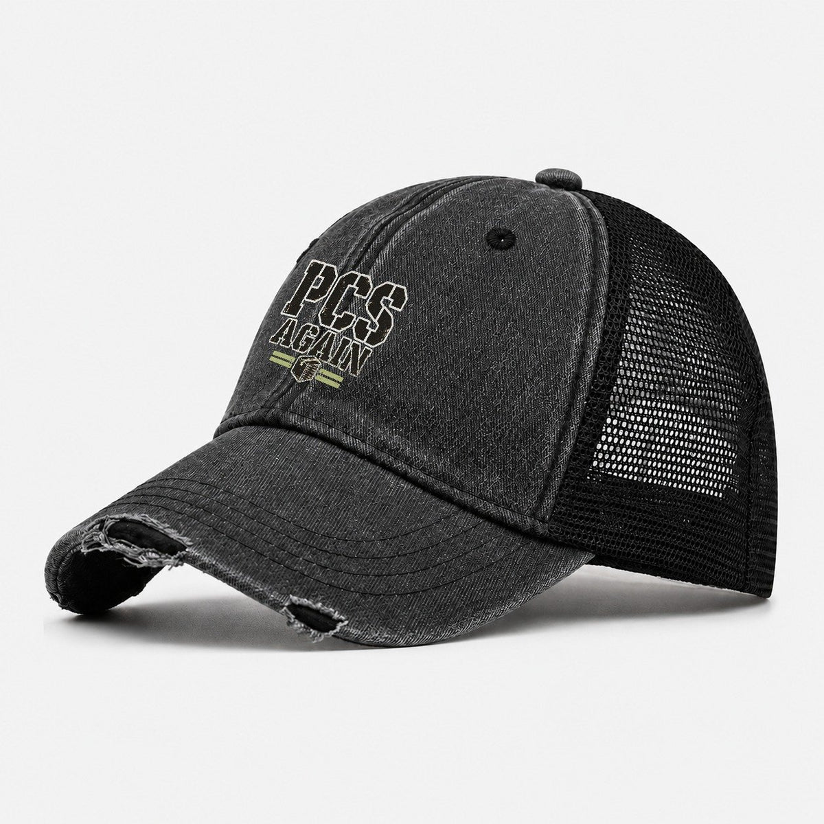 Pcs Again Barracks Wit Washed Trucker Hat – Black
