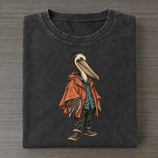 Brown Pelican Wardrobe Portrait Wild Wardrobe Portraits Vintage T-shirt – Black