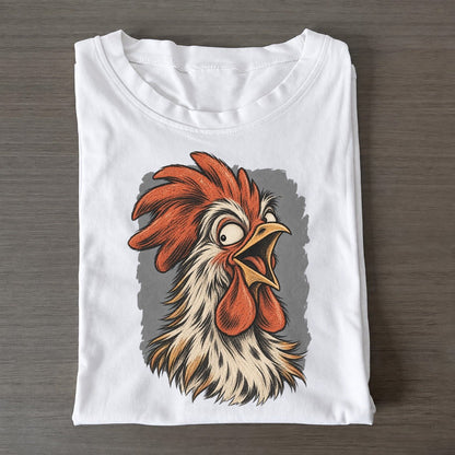 Rooster Expressive Portrait Wild Grin Gallery Classic T-shirt – White