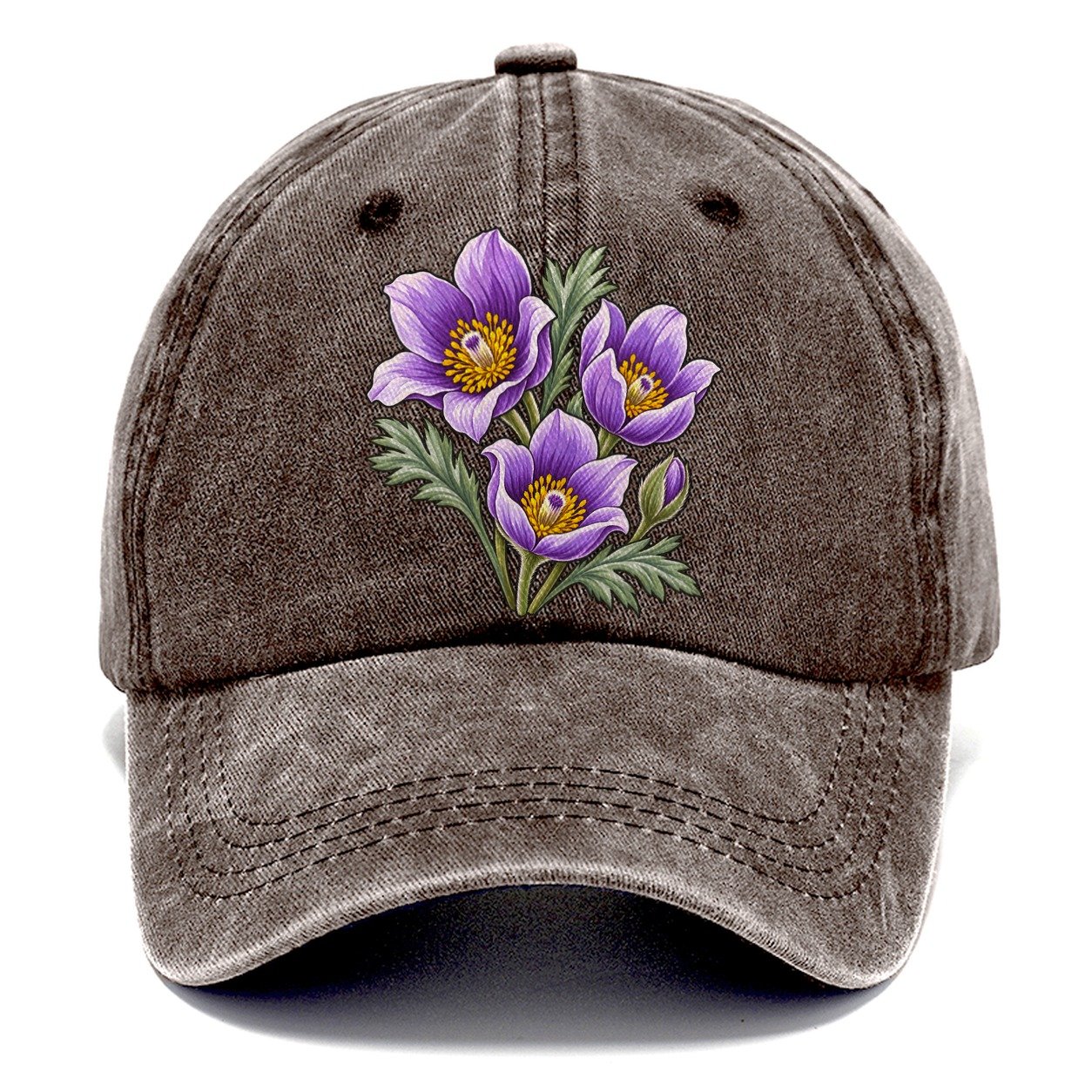 Manitoba Prairie Crocus Cluster Canada Cultural Icons Classic Cap – Brown