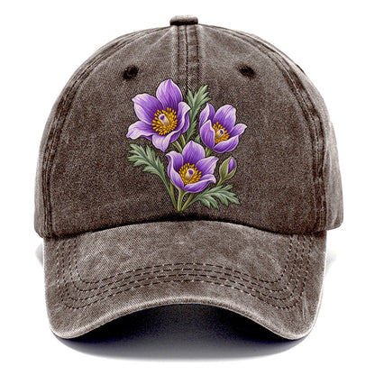 Manitoba Prairie Crocus Cluster Canada Cultural Icons Classic Cap – Brown