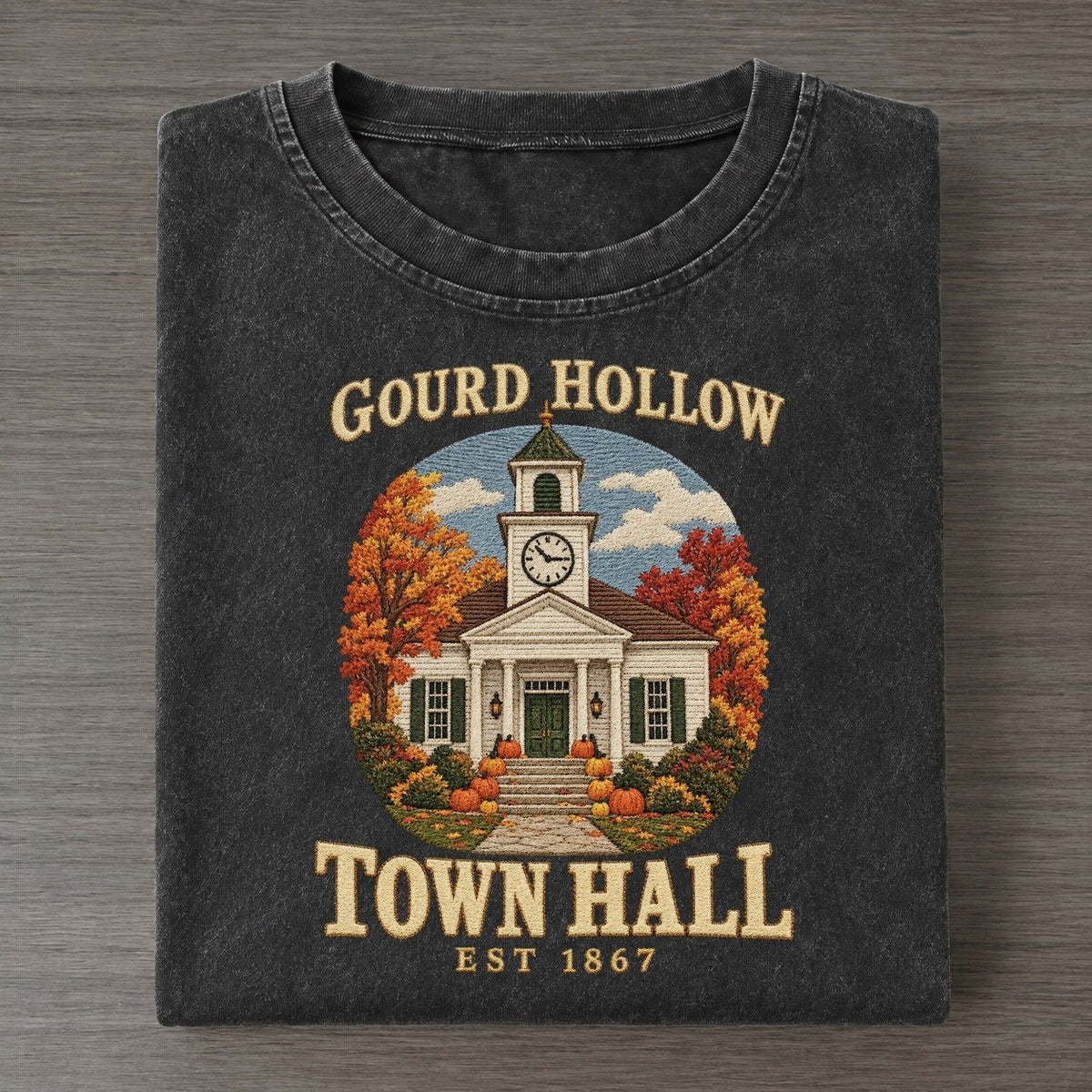 Town Hall Gourd Hollow Vintage T-shirt – Black