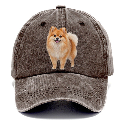 Pomeranian Standing Top Breeds Classic Cap – Brown