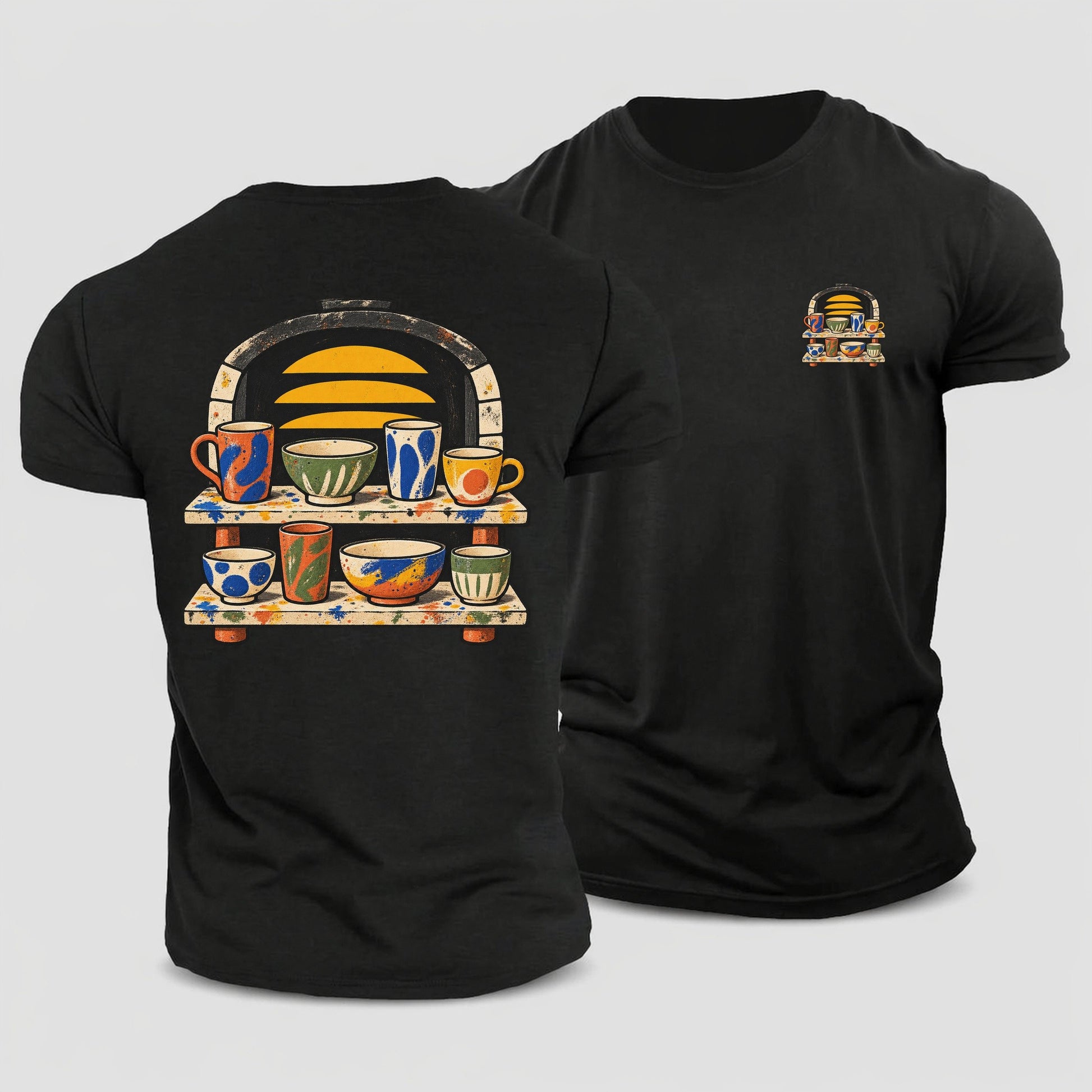 Kiln Shelf Sunrise Clay Color Makers Cotton T-Shirt – Black
