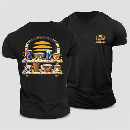 Kiln Shelf Sunrise Clay Color Makers Cotton T-Shirt – Black