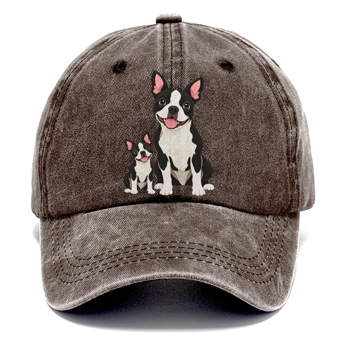 Boston Terrier and Puppy Classic Cap – Brown