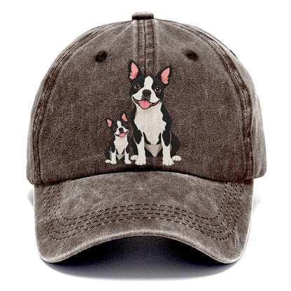 Boston Terrier and Puppy Classic Cap – Brown