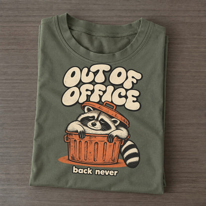 Out Of Office Raccoons Off Duty Classic T-shirt – Army Green