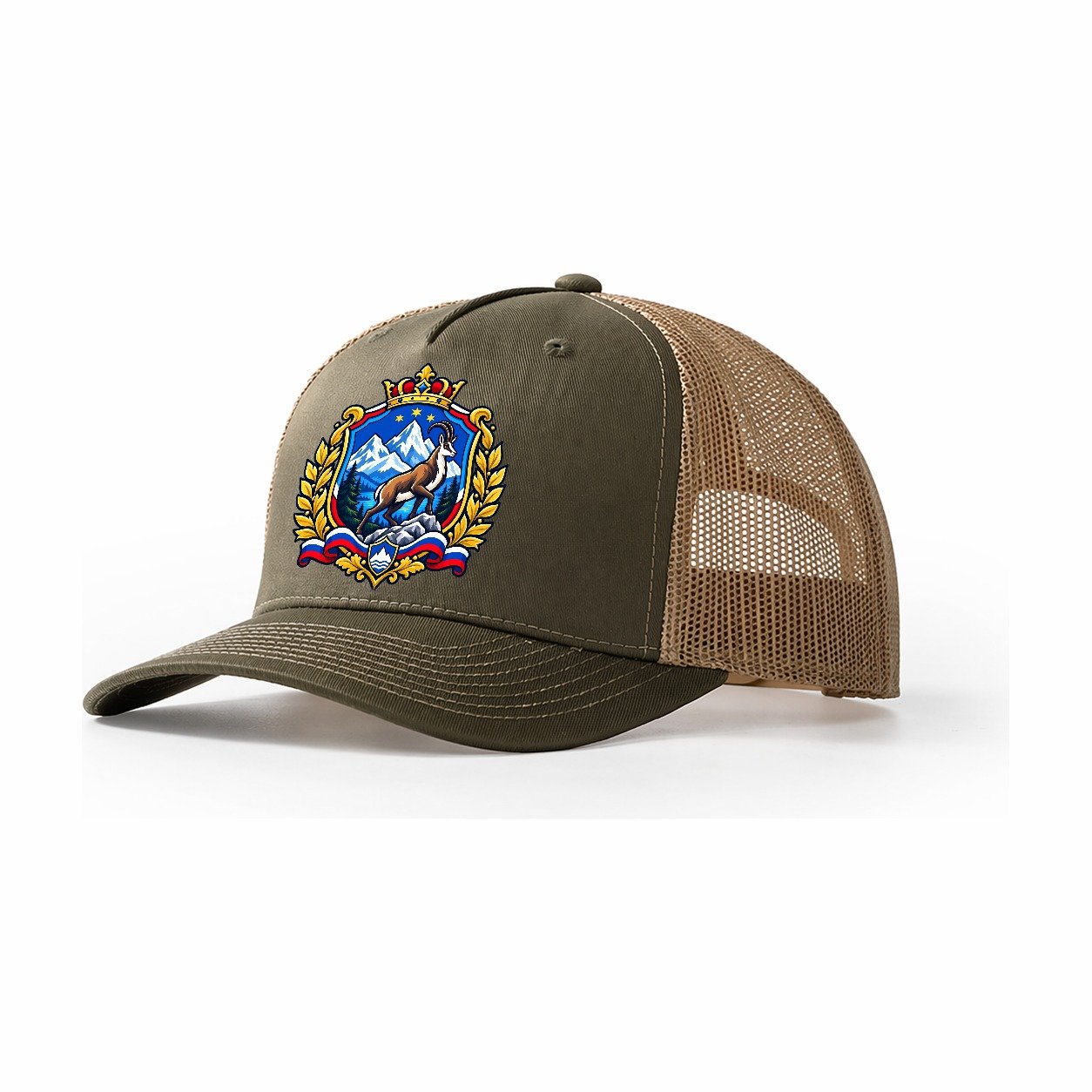 Slovenia Heraldic Crest Country Logos Trucker Hat – Olive Khaki