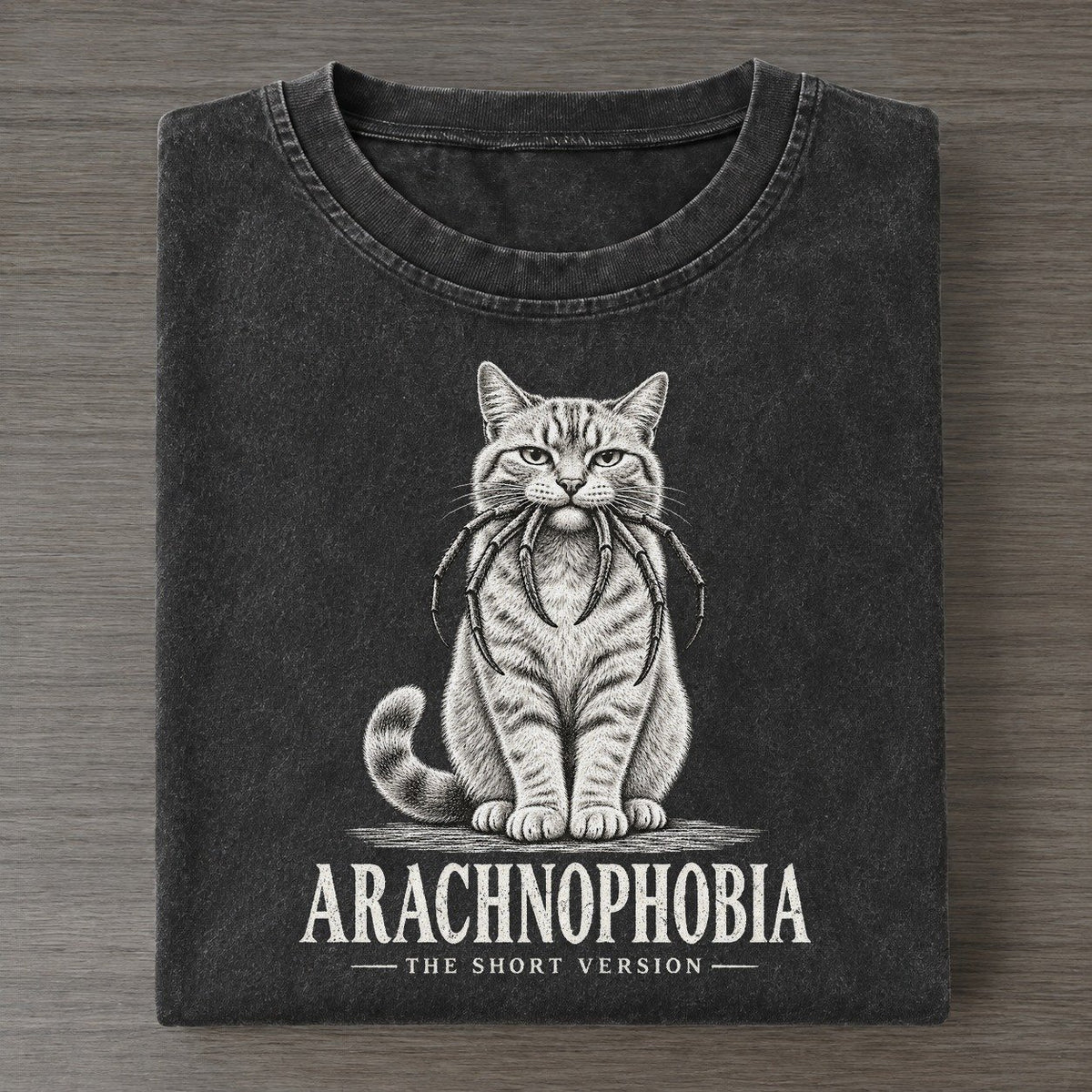 Arachnophobia Short Version Cats Vintage T-shirt – Black