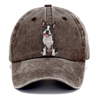 Boston Terrier Sitting Top Breeds Classic Cap – Brown