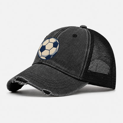 Soccer Ball Tiny Solo Marks Washed Trucker Hat – Black