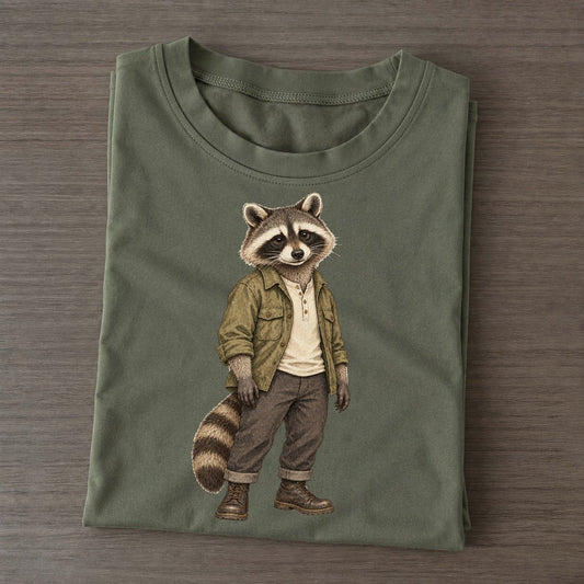 Raccoon Wardrobe Portrait Wild Wardrobe Portraits Classic T-shirt – Army Green