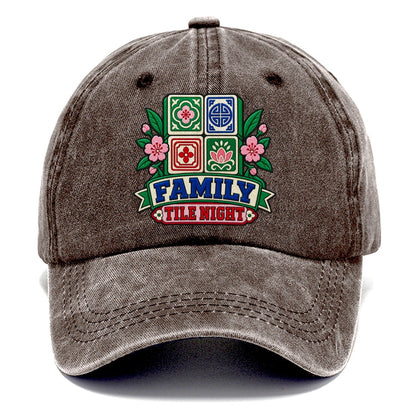 Family Tile Night Mahjong Game Night Classic Cap – Brown