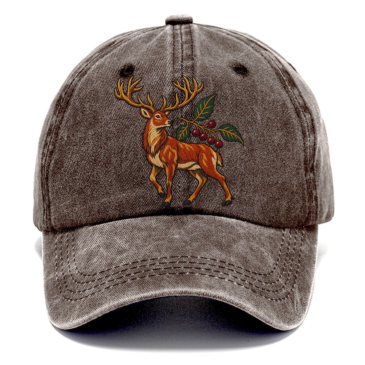 Red Deer And Rowan Berries Uk Culture Heritage Classic Cap – Brown