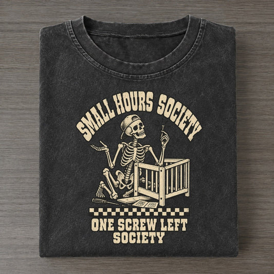 Crib Assembly Small Hours Society Vintage T-shirt – Black