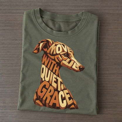 Whippet Long Neck Letter Sculpture Classic T-shirt – Army Green