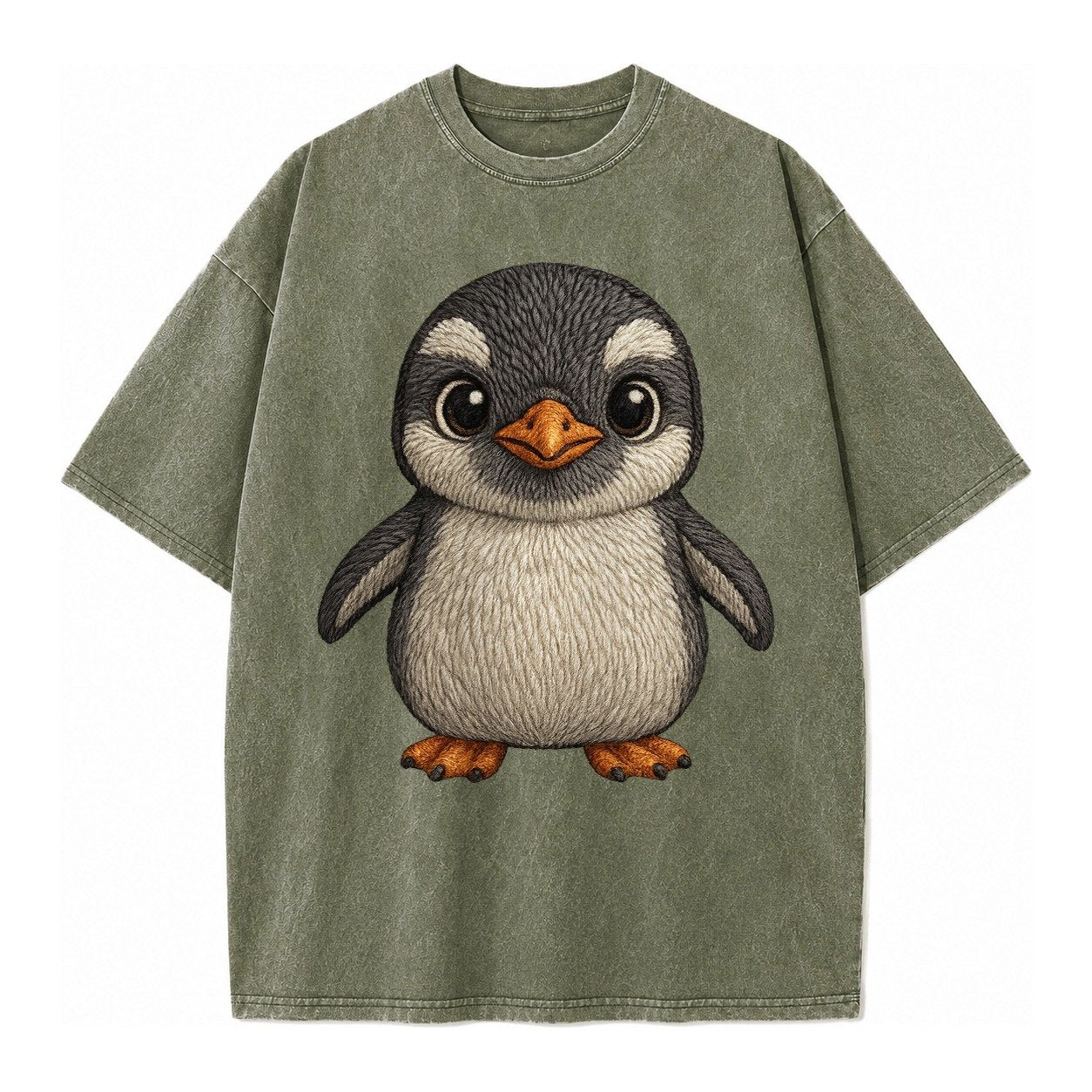 Baby Gentoo Penguin Vintage T-shirt – Army Green