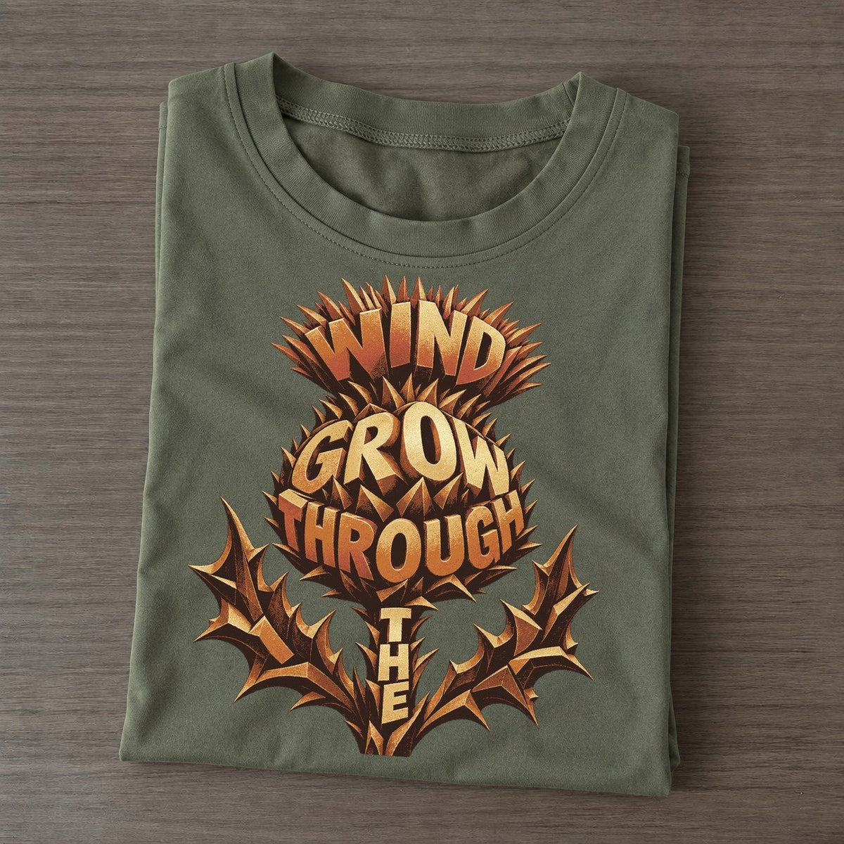 Thistle Bloom Letter Sculpture Classic T-shirt – Army Green