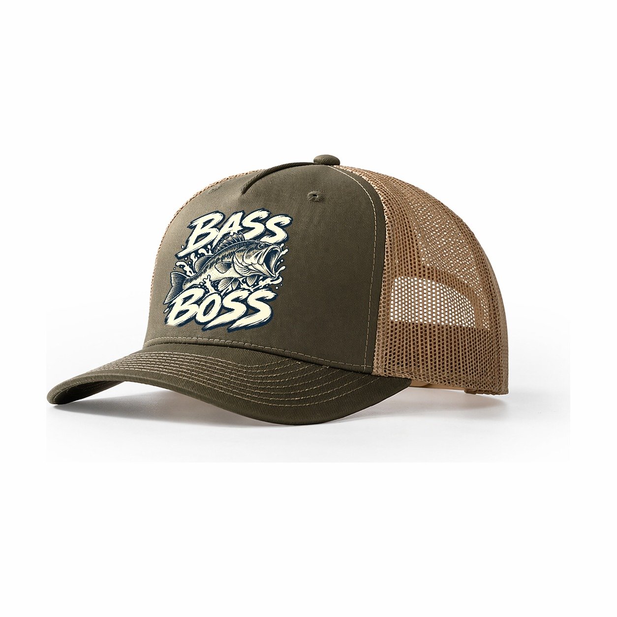 Bass Boss Fishing Elegant Trucker Hat – Olive Khaki