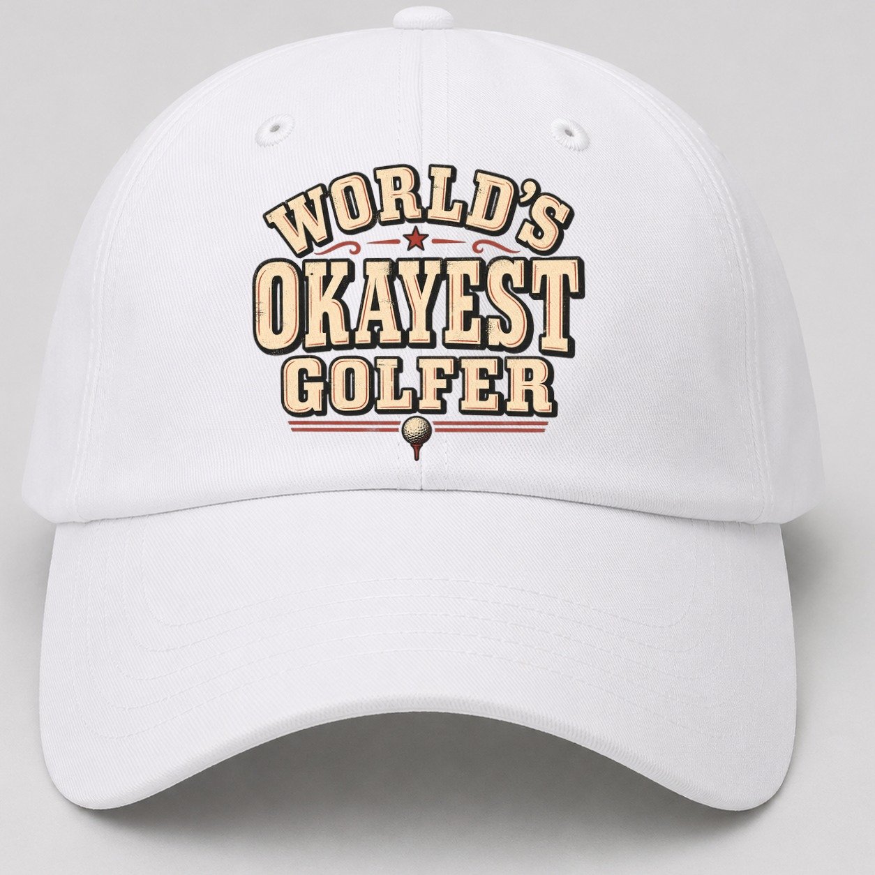 World S Okayest Golfer American Wit Baseball Cap – White